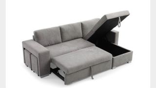 Sofá Cama Chaiselongue Gris MOSCU REVERSIBLE