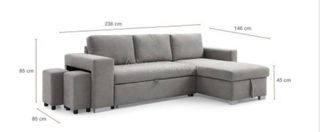 Sofá Cama Chaiselongue Gris MOSCU REVERSIBLE