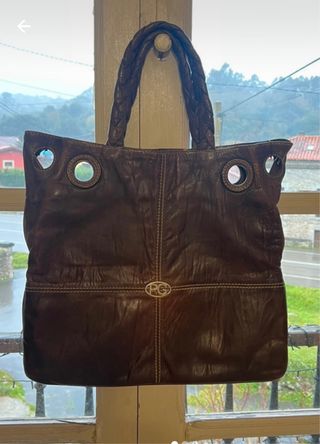 Bolso de piel marrón Purificación García