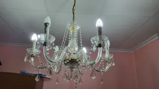 Lámpara de techo antigua de cristal