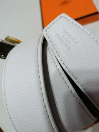 Cinturón Hermes Hebilla H Dorada Blanco