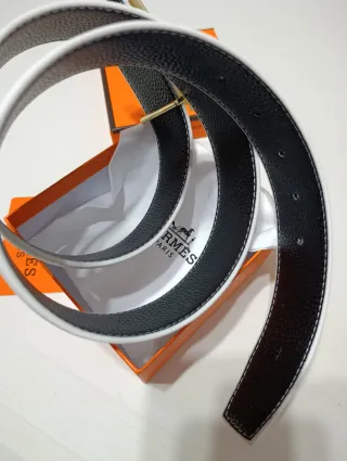 Cinturón Hermes Hebilla H Dorada Blanco