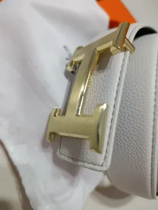 Cinturón Hermes Hebilla H Dorada Blanco