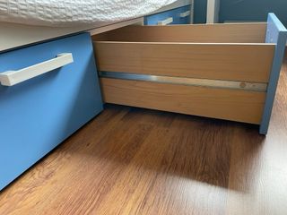 Cama 90 Kibuc Azul y Blanca