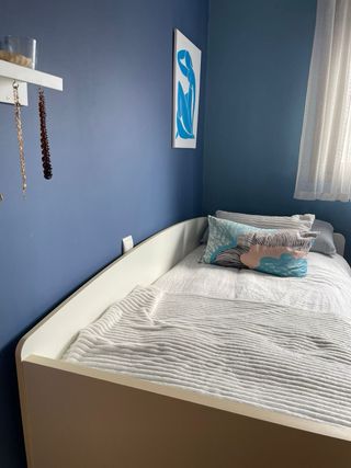 Cama 90 Kibuc Azul y Blanca