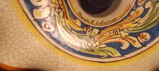 Lampadario in metallo e ceramica