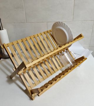 Sgocciolatore per Piatti in Bambù Naturale a 2 Livelli