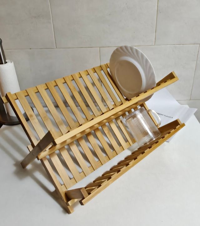 Escurreplatos Bambú Natural 2 Niveles Secar Platos