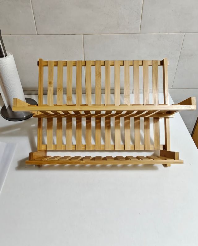 Escurreplatos Bambú Natural 2 Niveles Secar Platos