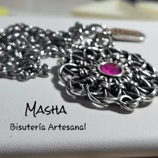 Collar Masha Plata y Rosa