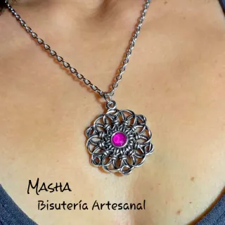 Collar Masha Plata y Rosa