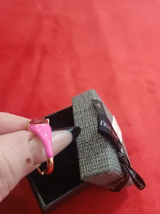 Anello cuore rosa con pietra rossa