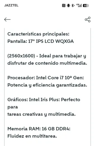 Portátil LG Gram 17Z90N 16RAM 500GB SSD