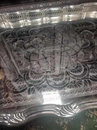 Bandeja de lujo plateada grande