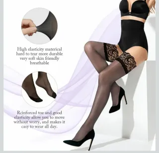 Calze autoreggenti nere 10 den