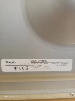 Microondas Whirlpool VT 254/SL de gran capacidad