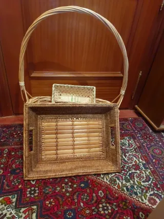 Lote de cestas de mimbre y ratán