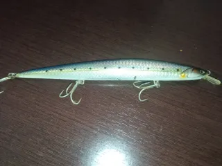 -Señuelo de spinning azul y plateado