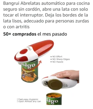 Abrelatas Eléctrico Rojo y Blanco  Color plata