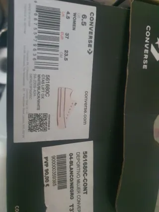 Zapatillas Converse Polipiel Blancas Talla 37