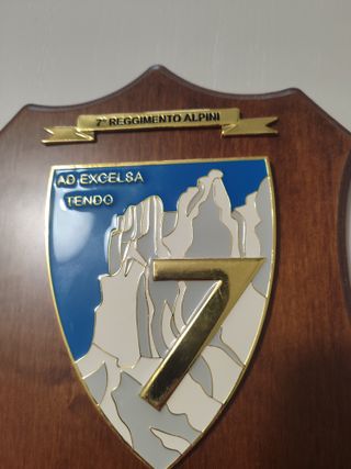 7° Reggimento Alpini stemma legno e metallo