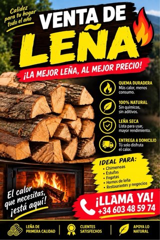 Leña de olivo y encina para chimenea-estufa