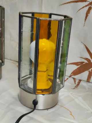 Coppia abatjour Tiffany vetro e metallo