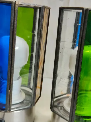 Coppia abatjour Tiffany vetro e metallo