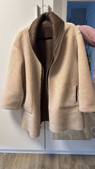 Abrigo Mango Aviador Talla M Beige/Marrón