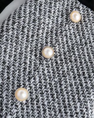 Vestido Negro y Gris Terciopelo Tweed