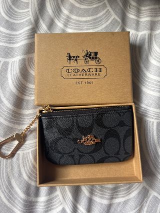 Monedero Coach Negro y Gris