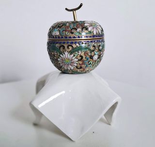 Joyero Bronce Cloisonné con Peana Porcelana