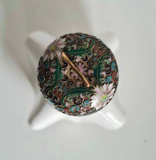 Joyero Bronce Cloisonné con Peana Porcelana