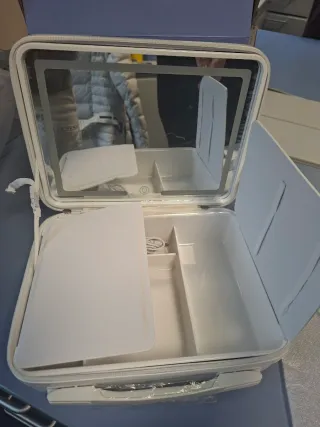 Maletín Maquillaje Espejo LED Flamingueo Blanco