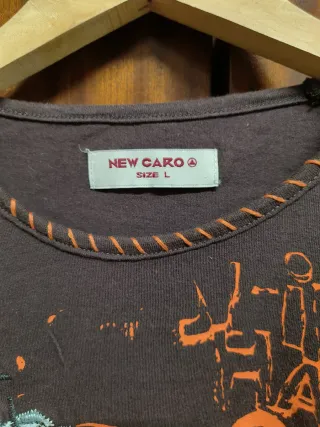 Camiseta New Caro Manga Larga Marrón Naranja