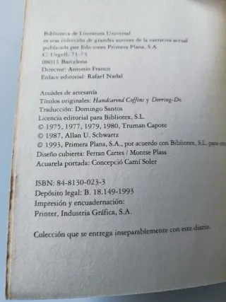 Ataúdes de artesanía. Truman Capote.