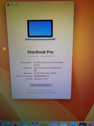MacBook Pro 13 (2011) 16GB RAM SSD+HD ratón apple