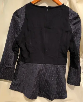 Maglia Pinko viola e nera con maniche a campana