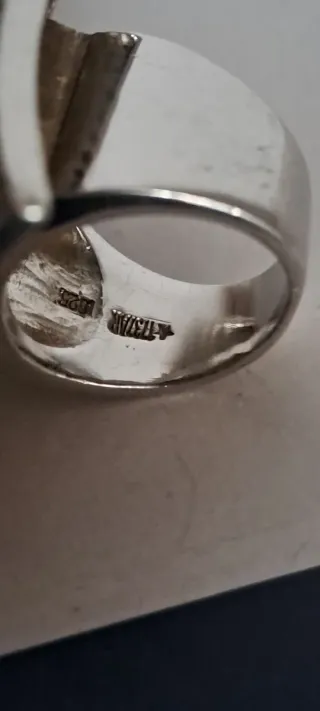 Anello Argento Quarzi Dorati Misura 16.3