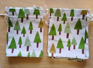 Sacchettini regalo Natale cotone alberelli
