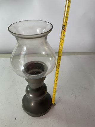 Portacandele Lanterna Vetro Metallo Grigio