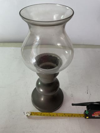 Portacandele Lanterna Vetro Metallo Grigio