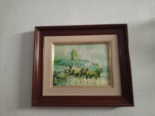 Cuadro Marco Madera Carruaje Caballos