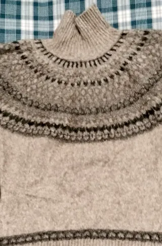 Jersey lana de punto mujer beige y gris
