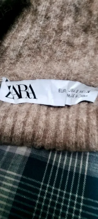 Jersey lana de punto mujer beige y gris