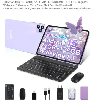 Tablet SUAAT Android 15 22GB RAM 128GB