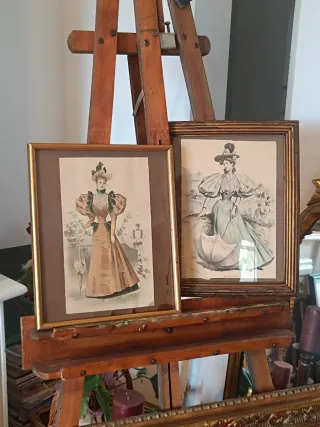 2 Grabados Antiguos Moda Victoriana