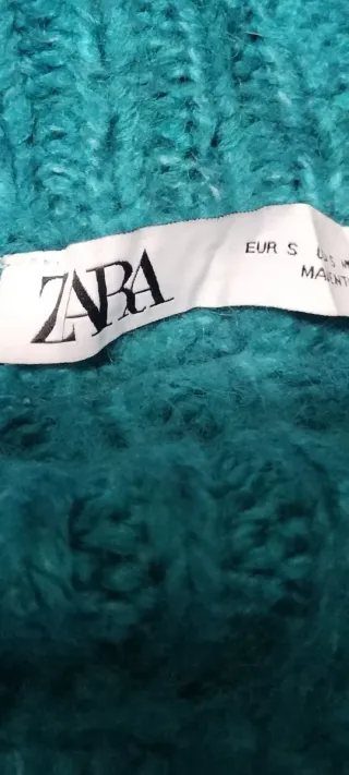Jersey Zara Mujer Rayas Teal Blanco Marrón