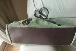 Bolso de piel vuelta verde y marrón