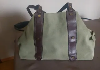Bolso de piel vuelta verde y marrón